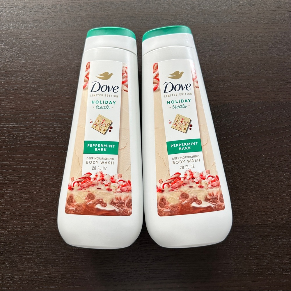 2 Pack Dove Holiday Treats Body Wash PEPPERMINT BARK Limited Edition 20Fl oz